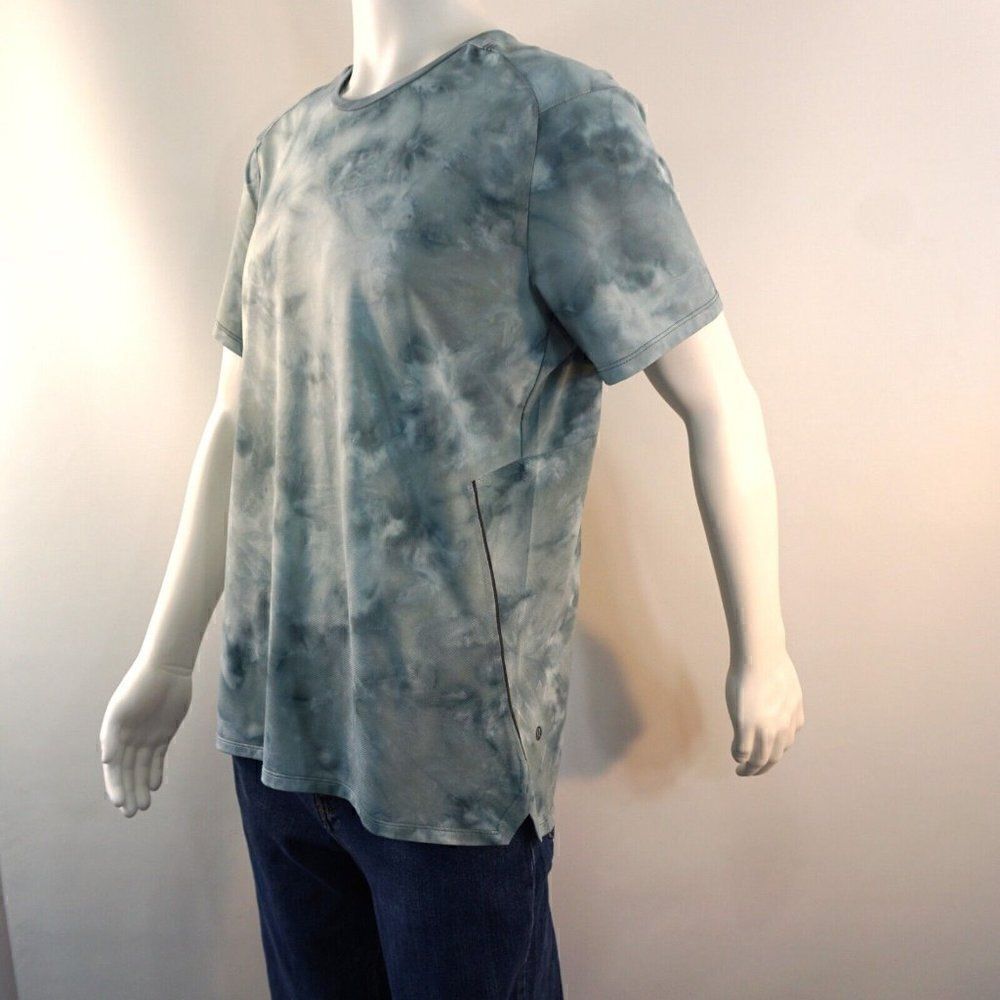 Lululemon Shirt Mens Tie Dye Short Sleeve Active Casual Sz Large Blue Gray - Picture 2 of 10